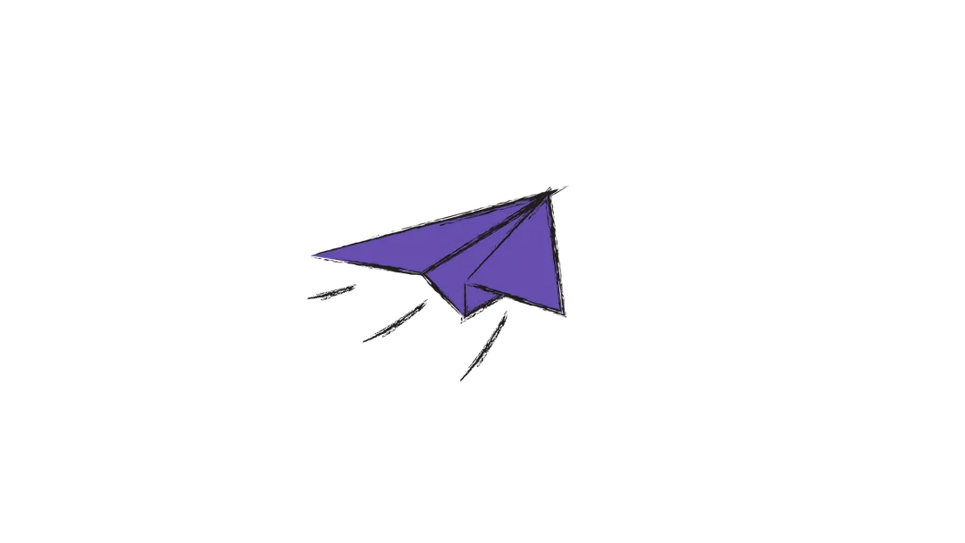 AeroPoint purple paper airplane in flight